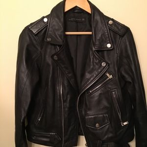Zara Black Leather Biker Jacket